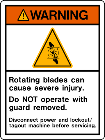 Rotating Blades Guard Use Warning Sign | Western Safety Sign