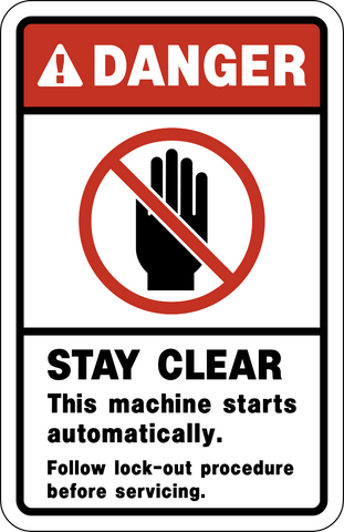 Danger Automatic Start Lock Out Sign