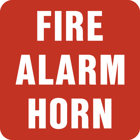 Fire Alarm Horn Sign is a safety sign with a red background and white text that read "Fire Alarm Horn".