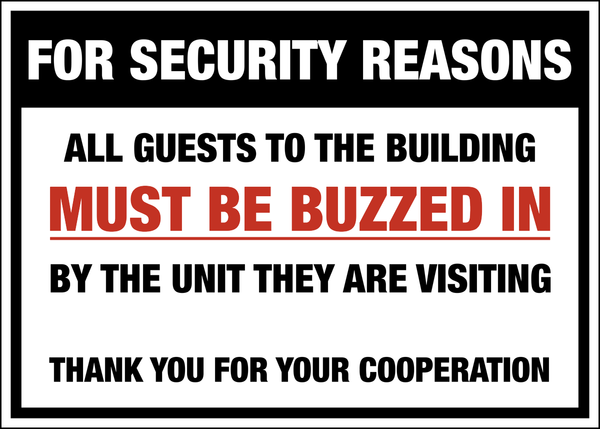 Buzzed In/sign Guests Must Be Buzzed In | Western Safety Sign