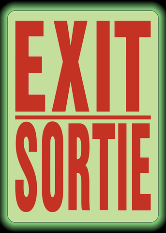 Exit Signage Multilingual Exit Bilingual Glow-in-the-Dark Sign | Western Safety Sign
