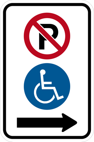 No Parking Handicap Only with Right Arrow