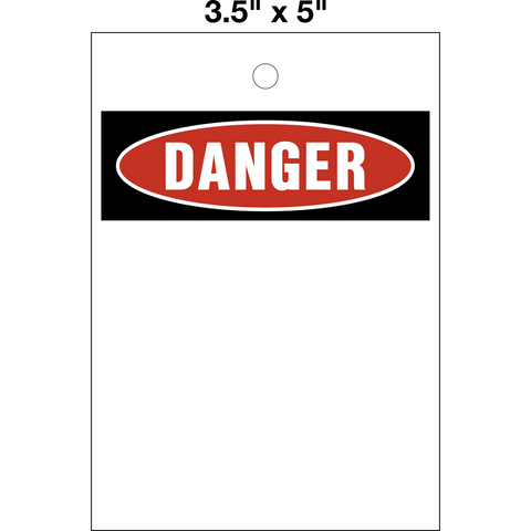 Danger Blank Lock Out Tag is a single-sided safety tag with the "Danger" symbol at the top and the rest of the tag blank for you to give us your safety message on a white background.