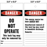 Danger Do Not Operate lock removal Lock Out Tag
