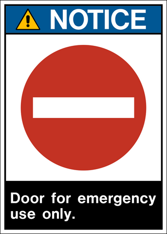 Notice - Door for Emergency Use