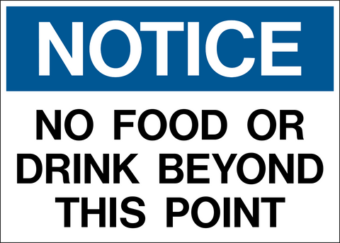Notice - No Food or Drink