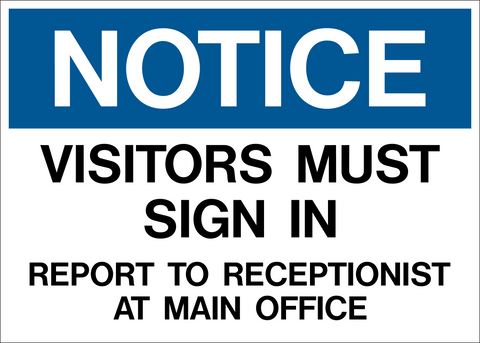 Visitors Sign In Notice Sign