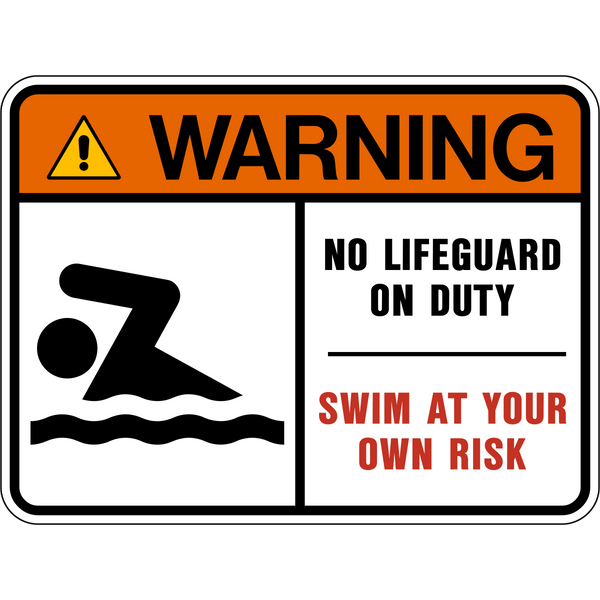 No Lifeguard on Duty Western Safety Sign