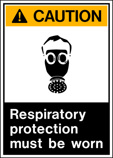 Respiratory Protection Worn PPE ANSI Caution Sign | Western Safety Sign