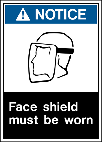 Blue notice sign with face shield pictogram and face shield must be worn instruction. Face Shield Must Be Worn Notice PPE Sign by Western Safety Sign.
