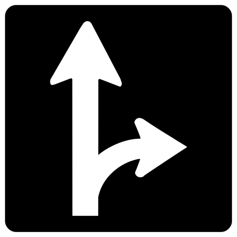 Right Lane Sign Icon Straight Lane and Right Turn Regulatory Traffic Sign | Western Safety Sign