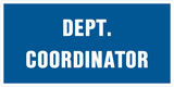 a white and blue sign indicating reserved parking for a specific Department Title 