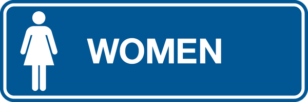 Women with Text & Female Graphic Long Rectangle Layout Washroom Sign ...