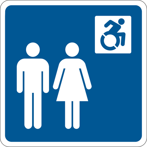 Dynamic Accessibility Sign Unisex Accessible with People & Small Dynamic Wheelchair Graphics Wash ...