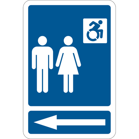 Accessible Support. Sign Unisex Accessible with Arrow pointing Left, People & Dynamic Wheelchai ...
