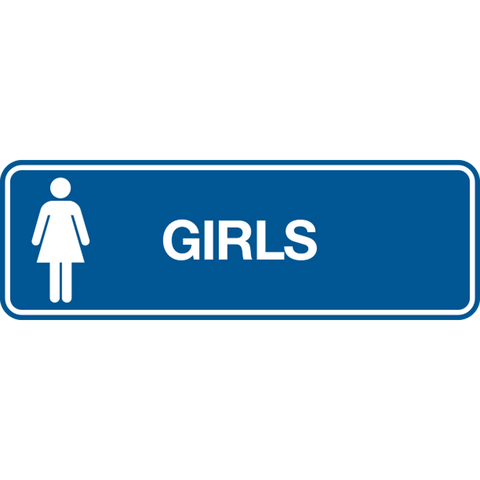 Girls with Text & Female Symbol Long Rectangle Layout Washroom Sign ...