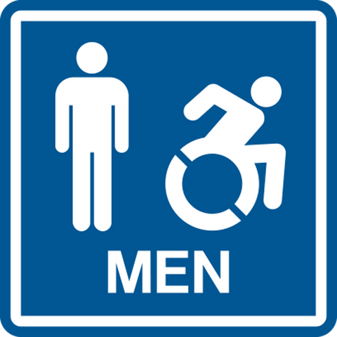 Dynamic Accessibility Sign Men Accessible with Male & Dynamic Wheelchair Graphics Washroom Sign ...