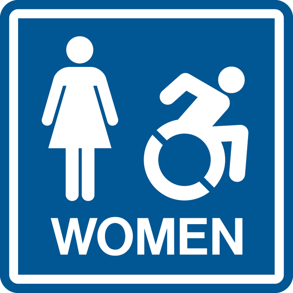 Women Accessible with Text, Female & Dynamic Graphics Washroom Sign ...