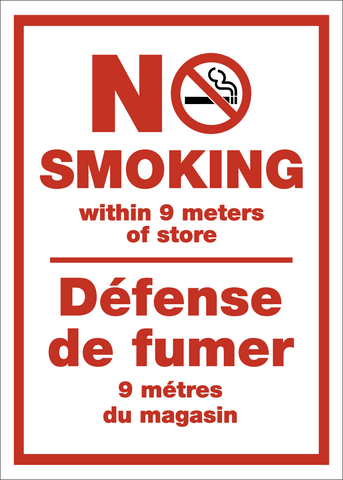 No Smoking within 9m Bilingual