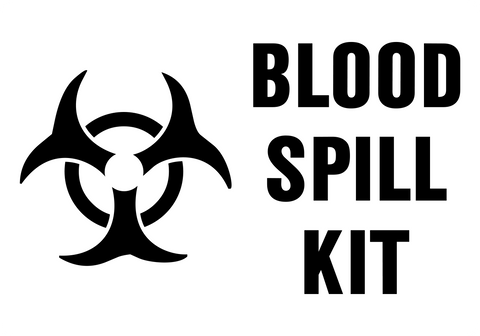 Blood Spill Kit logo featuring a biohazard symbol with the text 'Blood Spill Kit' below it.