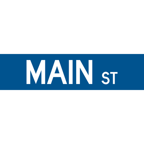 Capital letters blue Street Name Sign is a white letters on blue background high-intensity reflective street name sign used for private drives and roadways.
