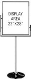 The Chrome floor sign stand is 48” tall and holds a 22” x 28” sign insert.