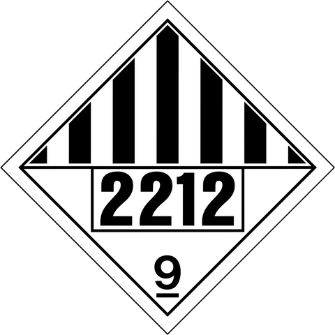 A Class 9 - Dangerous Goods UN#2212 Asbestos TDG Placard Sign with black and white stripes and the number 2212 prominently displayed.