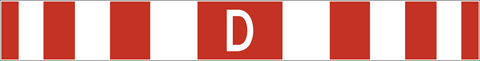 D Wide Load Sign is an 8 ft. x 1 ft. red and white striped vehicle safety sign with a bold white letter 'D' in the center on a red background.
