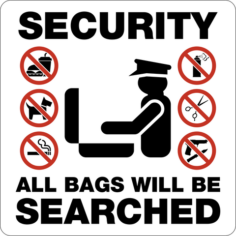 Bag Signage Examples Bag Search Security Sign | Western Safety Sign