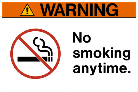 No Smoking Anytime OSHA Warning Sign