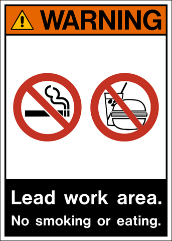 Lead Work Area No Smoking No Eating ANSI Warning Sign