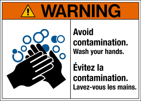 Warning - Wash Hands - Bilingual Text
